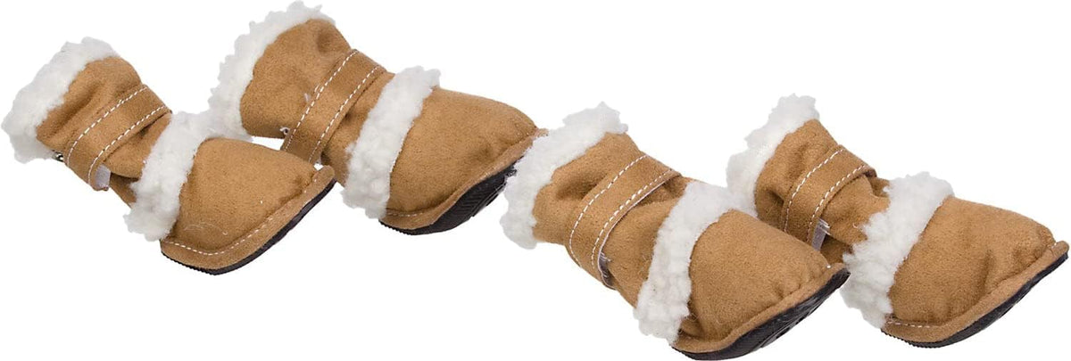 Pet Life 'Duggz' Shearling Dog Shoes - Winter Dog Boots with Dual Hook-and-Loop enclosures for Ankle Support - Set of 4 Shoes for Dogs