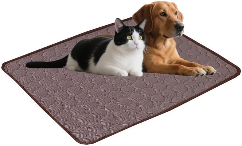 Extra Large Dog Cooling Mat - Self Cooling Pet Pad for Large & Small Dogs & Cats - Durable, Machine Washable Blanket for Sofa, Bed, Floor - Summer Ice Pad Indoor/Outdoor Use s(Coffee,L 70x55cm)