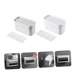 2pcs Wall-Mounted Bag Storage Box No Trace Easy Install Storage Bin for Kitchen Bathroom