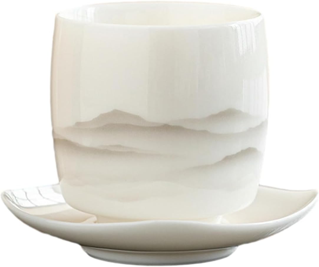 Ink landscape sheep fat jade ceramic master cup, Chinese household kung fu tea set - tea tasting cup