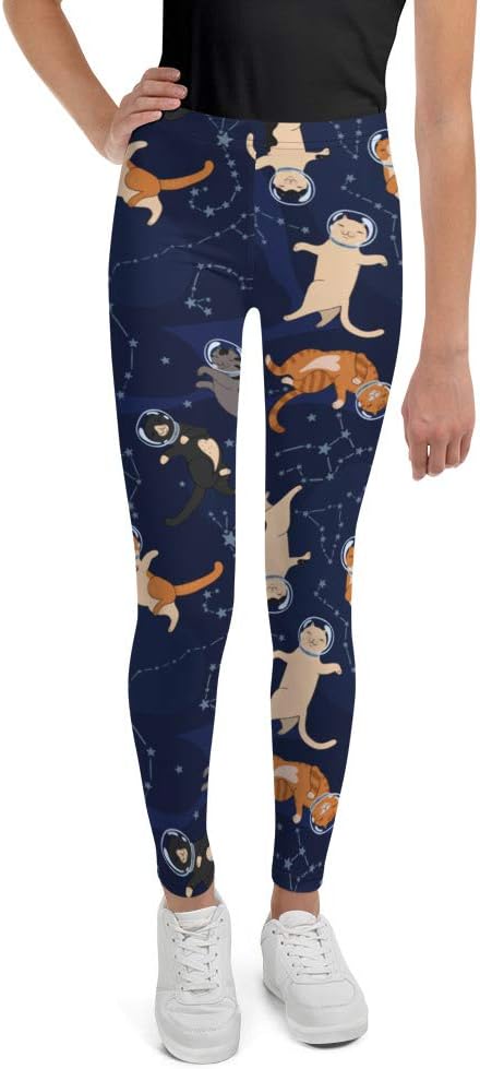 STARCOVE Space Cat Girls Leggings (8-20), Youth Teen Cute Printed Kids Yoga Pants Graphic Fun Tights Gift Daughter