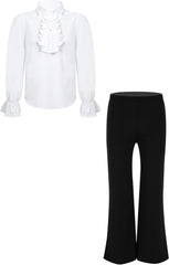 Girls Boys Yoga Flare Legging Dance Pants with Long Sleeve Ruffle Shirt for Latin Jazz Ballet Dance Training Outfit