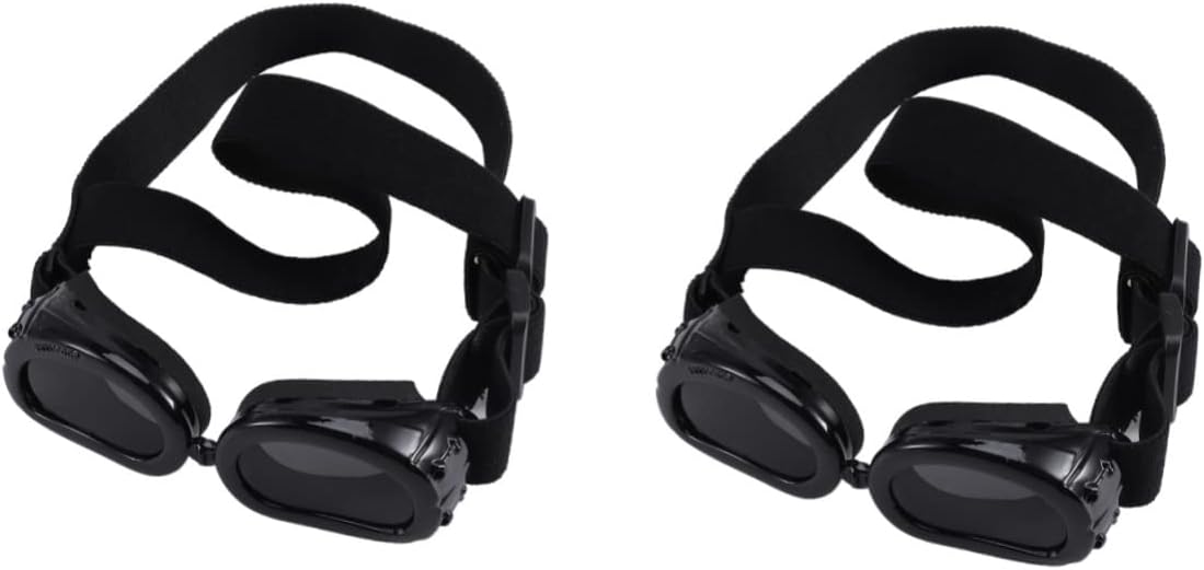 DOITOOL 2pcs Dog Sunglasses with Uv for Pets Strap for Dogs and Cats Sturdy Frames and Wider Nose Bridge for Outdoor Activities Black