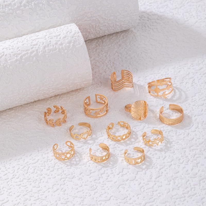 Hollow Leaf Geometric Bands, Brass Accessories, Stacking Seasonal Sets