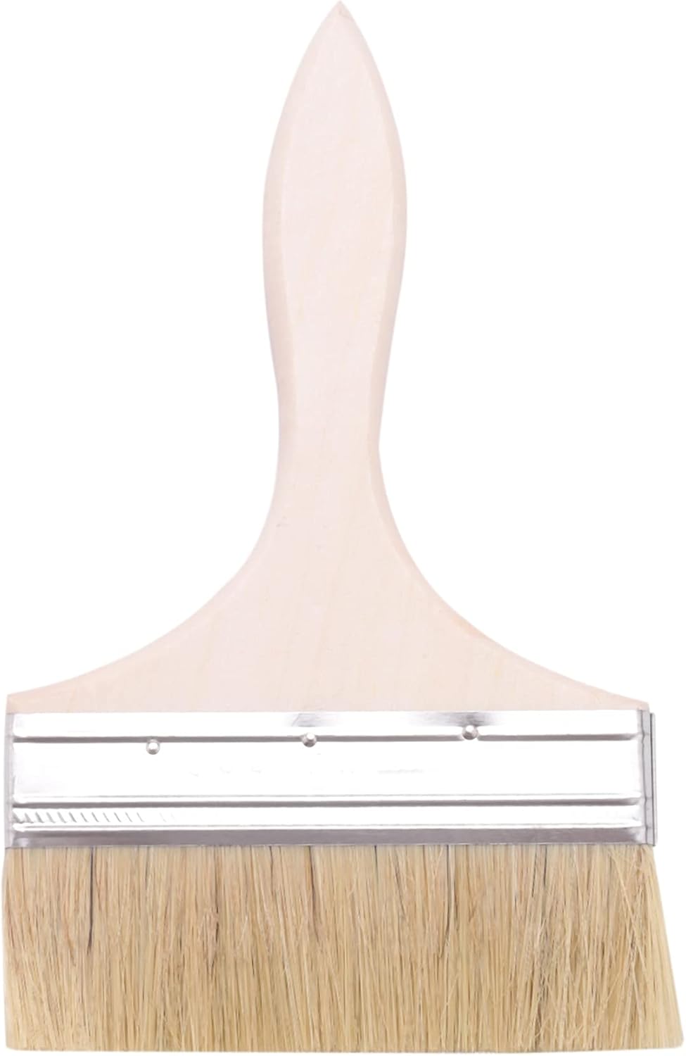 6"" Wide Bristle Hair Wooden Handle Paint Brush Wall Painting Tool, Silver
