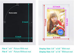 RPJC 8x10 inch Picture Frames Made of Solid Wood and High Definition Glass Display Pictures 5x7 with Mat or 8x10 Without Mat for Wall Mounting Photo Frame Black