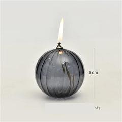 Candle Holder Striped Circular Glass Oil Lamp Candle Holder Ornament Home Desktop Smokeless Butter Lamp(M)