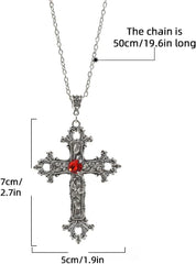 1pcs Punk Large Cross Pendant Necklaces for Women Men Charm Goth Chain Choker Fashion Jewelry Couples Necklace Gift,50cm Long