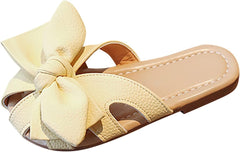Little/big Kids Girls Sandals Hollow Closed Toe Bow Decorated Open Heel Outdoor Sandals Beach Slippers for Big Kids