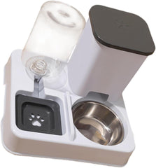Generic Automatic Dog Cat Feeder 2 in 1 Feeder and Water Dispenser Easily Clean Large Capacity Dry and Wet Separation for Dogs Rabbits, Gray White