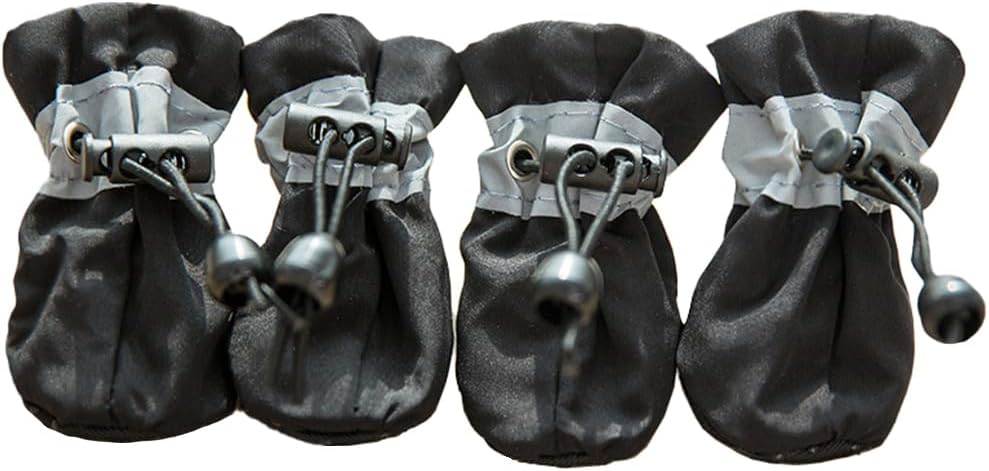 Leconpet Dog Shoes Waterproof Dog Boots for Small Medium Large Dogs with Soft Anti-Slip Sole, Suitable for Rainy Weather Outdoor Walking, Adjustable Elastic Straps, Reflective at Night (Rose, 4)