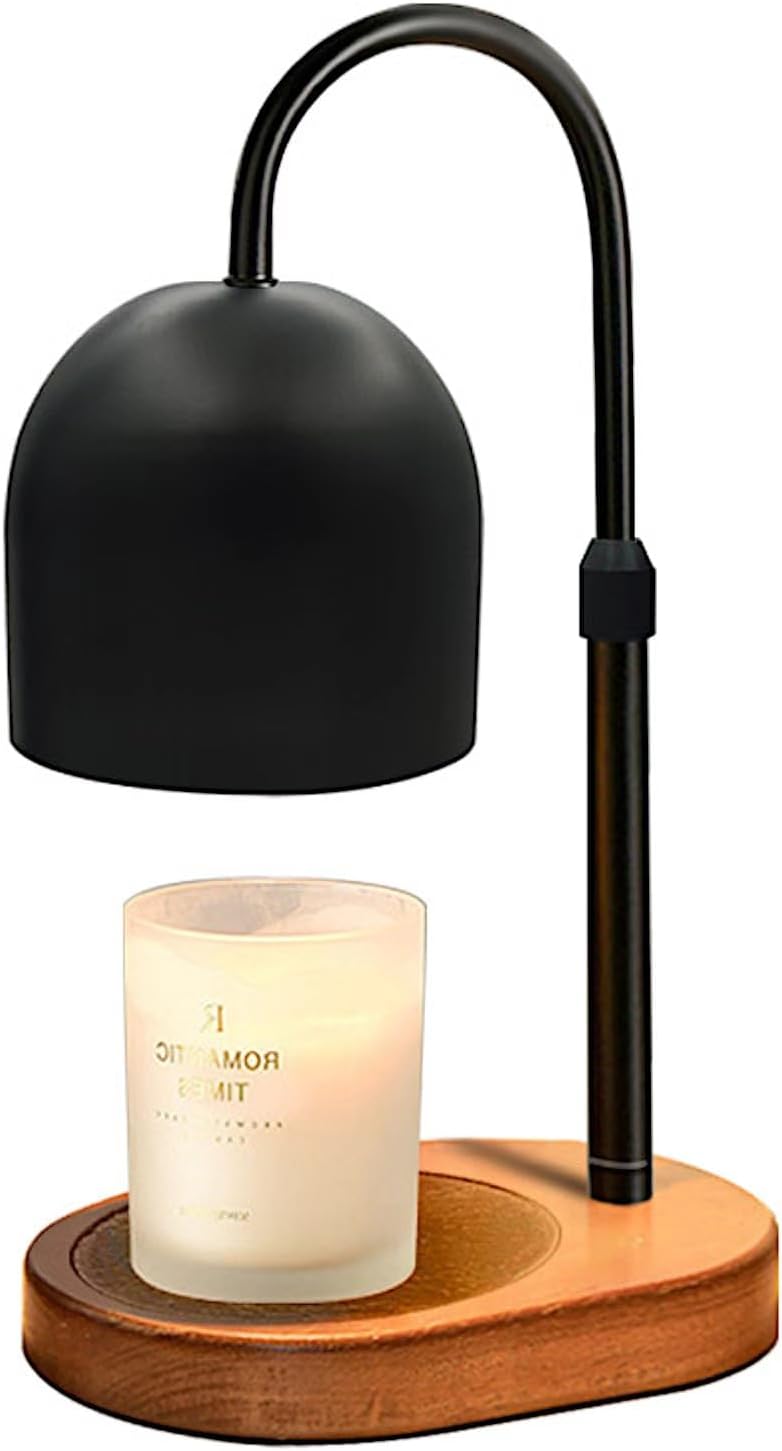 Candle Warmer Lamp, Adjustable Height with Timer & Dimmable, House Warming Gifts New Home Decor, Festival Gifts for Women, Wax Melts Warmer for Jar Candles with 2 Bulbs (Black)