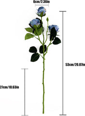 Artificial Rose Flower Branch, Simulation Silk Flower Fake Plants for Wedding Birthday Party Dining Table Centerpiece DIY Flower Arrangement Decoration(White)