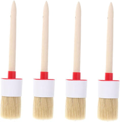 Toyvian 4pcs Round Bristle Brush Wooden Handle Oil Painting Brushes for BBQ and Art Projects Versatile for Gouache and Watercolor Painting