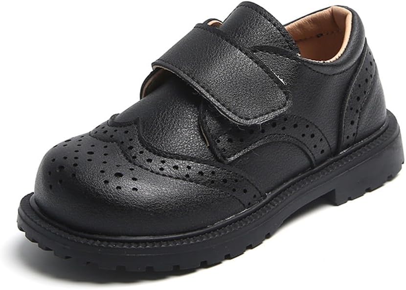 Boys Girls Hook and Loop Dress Oxfords PU Leather School Uniform Shoes Loafers for Toddler/Little Kid