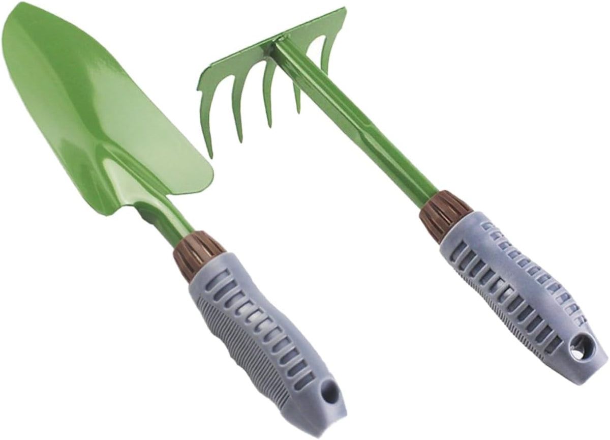 SUPVOX 2-Piece Children’s Garden Shovel and Hand Rake Tool Set Sturdy Iron Gardening Tools for Outdoor Planting Small Size for Boys and Girls for Gardening Activities