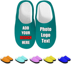 Custom Slippers for Women Men, Personalized Non-Slip Indoor Outdoor Winter Bedroom Shoes Add Your Image Logo Text