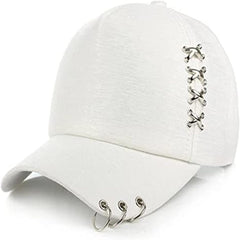 Iron Ring Crossed Hip Hop Hat Adjustable Long Brim Baseball Cap Outdoor Sports Sunscreen Sun Hats for Women Men