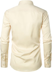 ZEROYAA Men's Urban Stylish Casual Business Slim Fit Long Sleeve Button Up Dress Shirt with Pocket