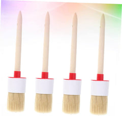 Round Bristle Chalk Oil Painting Brush Set 4 Pcs Wooden Handle for BBQ Art Boys and Girls Adults Random