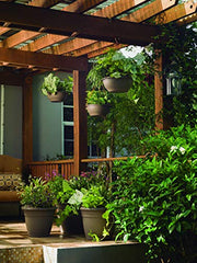 Crescent Too Indoor-Outdoor Emma Round Plastic Flowerpot 9 Inches Colored Planter (Charcoal)