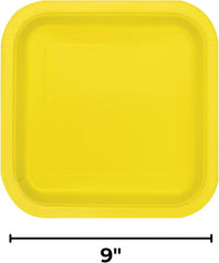 Unique Premier Style Neon Yellow Square Paper Dinner Plates - 9" (Pack of 8) - Vibrant Design, Ideal for Parties and Special Events