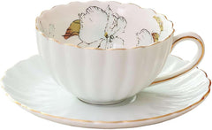 Floral Tea Cups and Saucers,Gifts for Mom,Coffee Cups, Floral Tea Cup Set,Tea Sets for Women, Latte Cups,Flower Porcelain Tea Cup with Saucer for Tea Party,Mother's Day