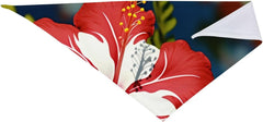 Hawaii Flower Red Dog Bandana Pet Scarf Accessories for Small Medium Dogs Cats Photo Prop, Triangle Pet Bandanas Adjustable Puppy Bib Washable Dog Kerchief Puppy Neckerchief