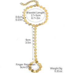 Adjustable Gold Finger Bracelet for Women - Minimalist Hand Chain Jewelry with Ring, Dainty Stackable Accessory