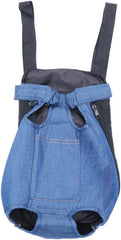 Dog Backpack Pet Chest Bag Denim XL Size Comfortable Zipper Head Neck Support
