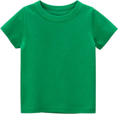 Baby Kids Summer Cotton Tee Tops Casual Solid Color Basic T-Shirt Little Boys Girls Short Sleeve Crewneck Comfort Shirt