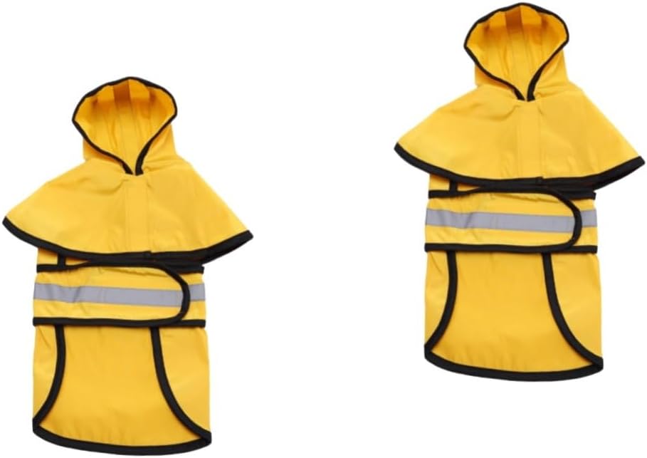Housoutil 2pcs Hooded Dog Rainwear for Small Dogs Pet Reflective Rain Coat for Outdoor