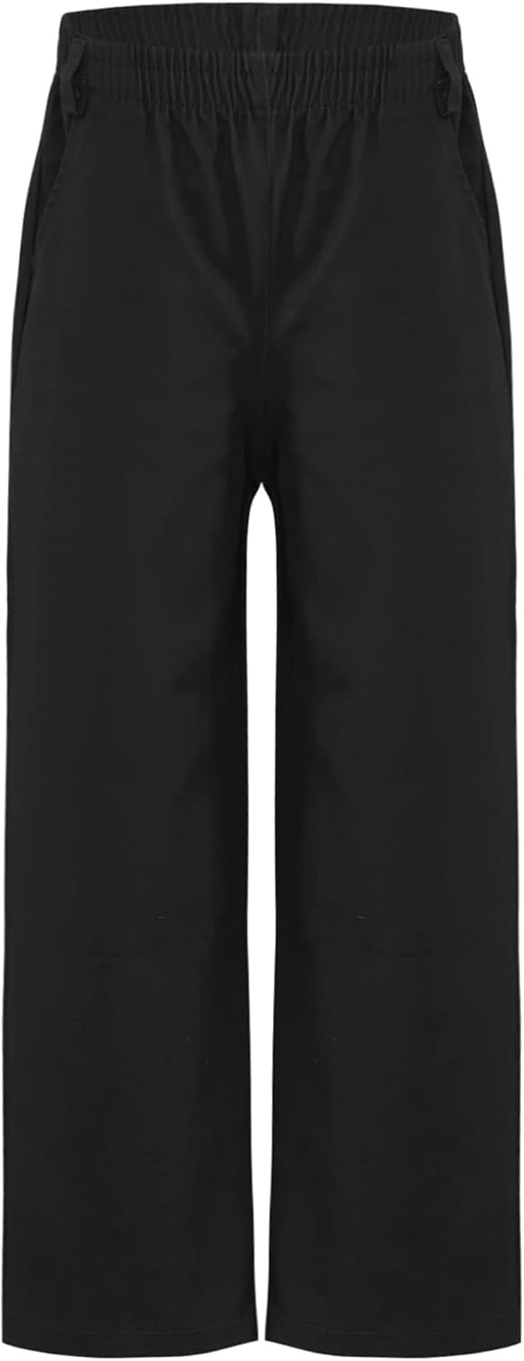Hularka Kids Boys School Uniform Straight Leg Pants Solid Color Casual Elastic Waist Pull On Trousers with Pockets