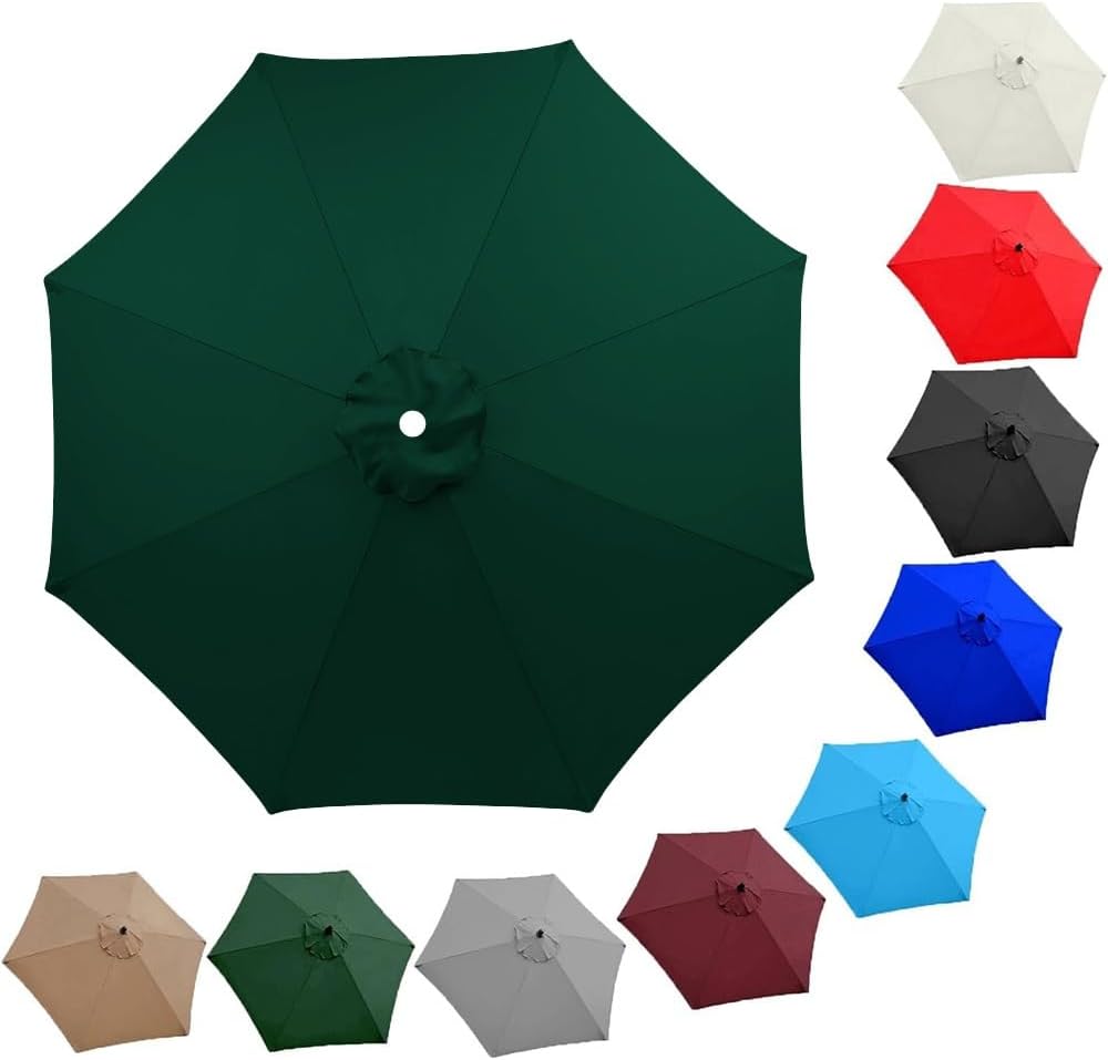 Outdoor Table Market Yard Umbrella Canopy Replacement Top Cover, 6 Ribs 8 Ribs Parasol Replacement Cloth, 6.5ft 7.5ft 8ft 9ft 10ft UV Protection Replacement Umbrella Fabric(Khaki,8ribs/2m(6.5ft))