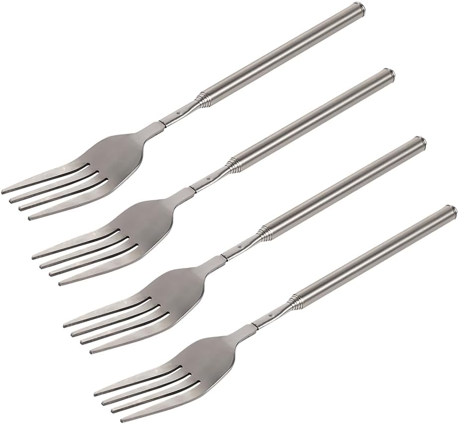 Extendable Fork, 8.7 to 25.4 Inch Long Handle Fork, Extra Long Fork, Telescopic BBQ Fork, Stainless Steel Dinner Fork, Fruit Dessert Fork Long Handle Cutlery Stainless Steel Tableware（1pcs）
