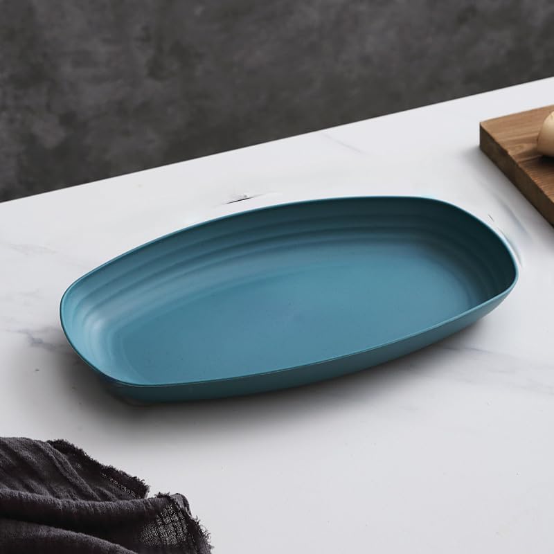 Reusable Plastic Plate – Lightweight, Drop-Resistant Dinner Plate Made of Wheat Straw, BPA-Free & Heat-Resistant (Dark Blue)