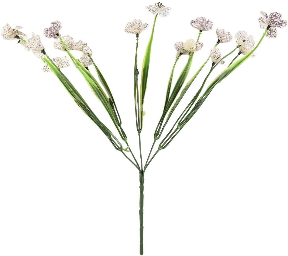 Artificial Outdoor Flowers Plastic Plants with 5 Stems Lifelike Fake Spring Grass for Garden Porch Yard Wedding Decoration(Yellow)