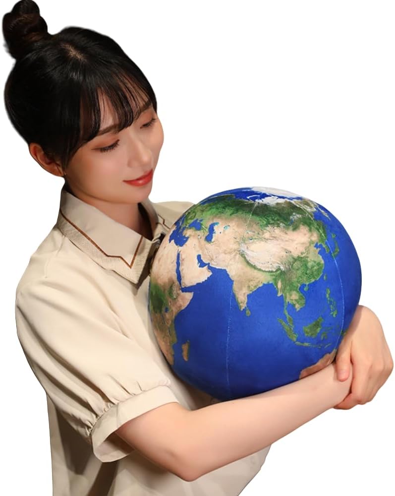 10.6“ Planet Plush Soft Planet Plush Plush Pillow Toys Stuffed 3D Moon,Earth,Sun Plushie Doll Cute Solar System Planet Toy Gifts for Kids and Bedroom Sofa Home Decor (Earth)