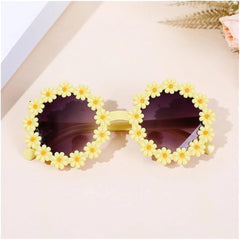 Decorative Play Pet Accessories Flower Sunglasses Round Role Play Glasses Photo Props Cat Glasses & Spectacles(Yellow)