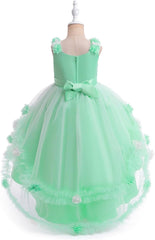 BILIKEYU Girls Halloween Party Dress Flowers Sleeveless Crewneck High Waist Tiered A-line Ruffle Flowy Swing