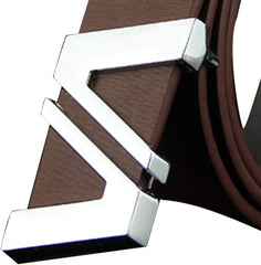 Mens Faux Leather Belts Dress Waist Belt With Removable Alloy Smooth Plaque Buckle Belt 33mm Width (Dark Blue)