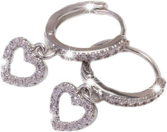 Golden Plated Copper Hoop Earrings - Heart Drop Pendant Earrings For Women