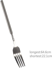 Stainless Steel Dinner Fork,BBQ Telescopic Extendable Dinner Fruit Dessert Long Handle Fork Stainless Steel Cutlery,anti rust,sturdy and durable