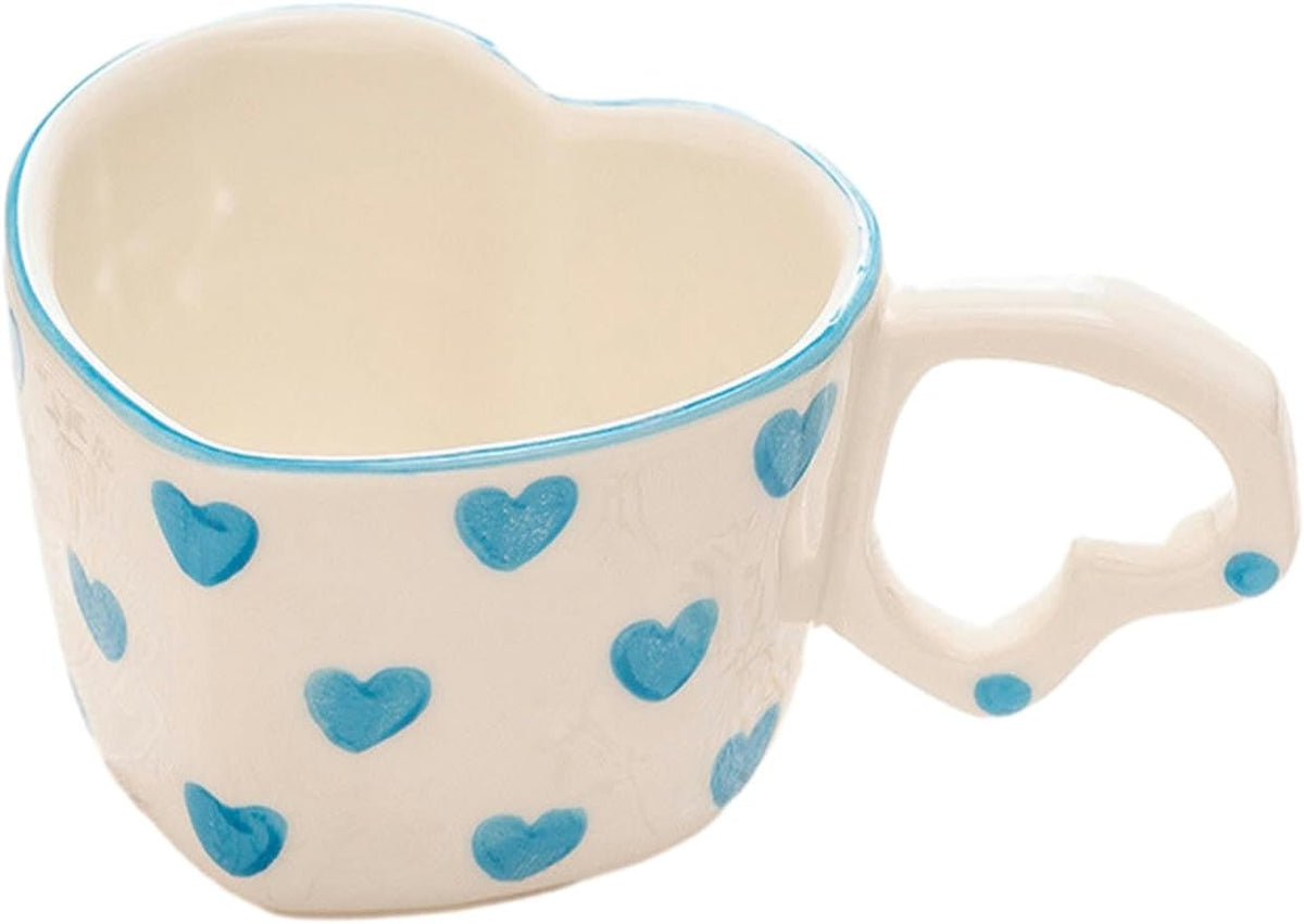 250ml/8.5oz Creative Under Glaze Ceramic Cup And Plate Cute Girl Hand-Painted Pink Love Coffee Cup And Plate Set-Love Plate - Yellow