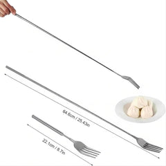 2PCS Stainless Steel Telescopic Long Handle Fork, BBQ Stainless Steel Retractable Fork Extendable Dinner Fruit Dessert Fork Durable 8.7-25.4inch