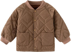 Toddler Boys Girls Winter Coat Thick Puffer Cotton Quilted Jacket Solid Color Baseball Outerwear Button Cloure