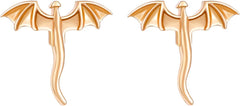 1 Pairs Gold Bat Shaped Stud Earrings, Unisex Fashionable Ear Accessories, Detailed Miniature Bat Design Gold - Tone Ear Piercing Jewelry for Various Styles(Gold)