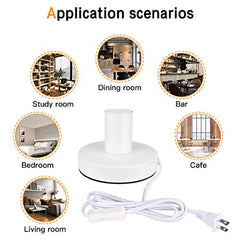 Helunsi Industrial Table Lamp Base, E26 E27 Lamp Base Without Shade, Mini Short Desk Lamp Exposed Bulb Base, Simple Metal Edison Light Bulb Stand, with 5.8ft Cord Switch Plug Bulb Base Holder (Black)