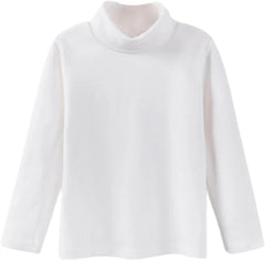 Boys Girls Long Sleeve Tees Shirts Kids Toddler Plain Solid T-Shirts High Neck Blouse Tops Soft Casual Undershirts