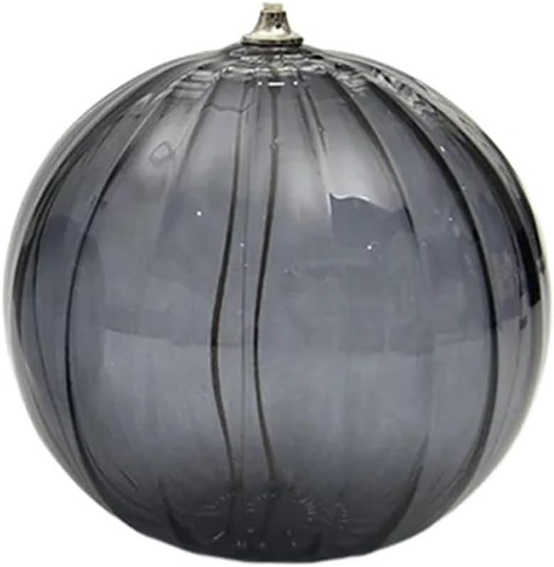 Candle Holder Striped Circular Glass Oil Lamp Candle Holder Ornament Home Desktop Smokeless Butter Lamp(M)